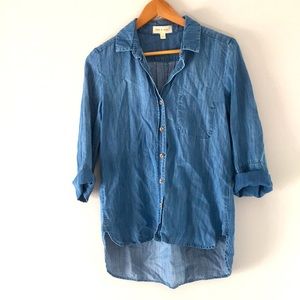 Anthro Cloth & Stone High Low Blue Chambray Shirt